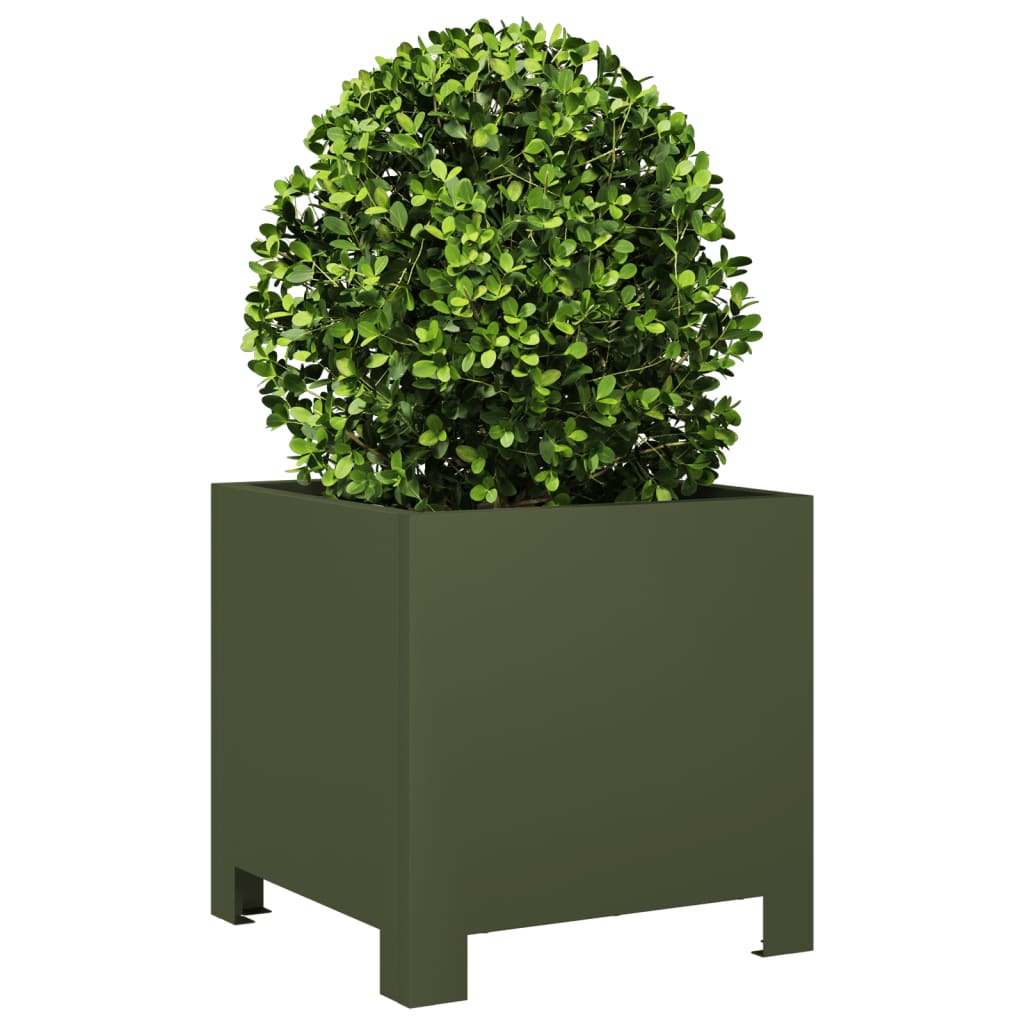 vidaXL Garden Planters 2 pcs Olive Green 30x30x30 cm Steel 4