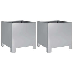 vidaXL Garden Planters 2 pcs 30x30x30 cm Galvanised Steel 2