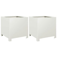 vidaXL Garden Planters 2 pcs White 40x40x40 cm Steel 2