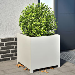 Garden Planter Black 50x50x50 cm Steel Steel/white