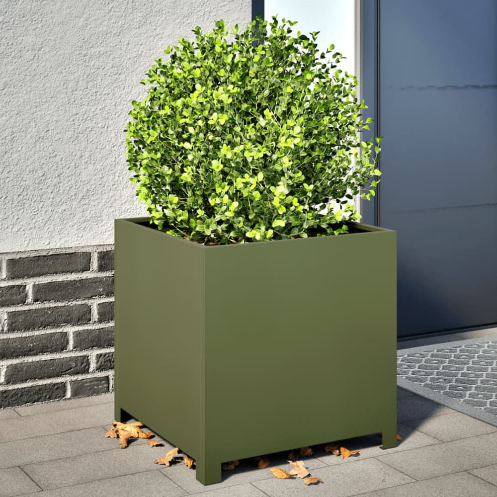 Garden Planter Black 50x50x50 cm Steel Steel/green