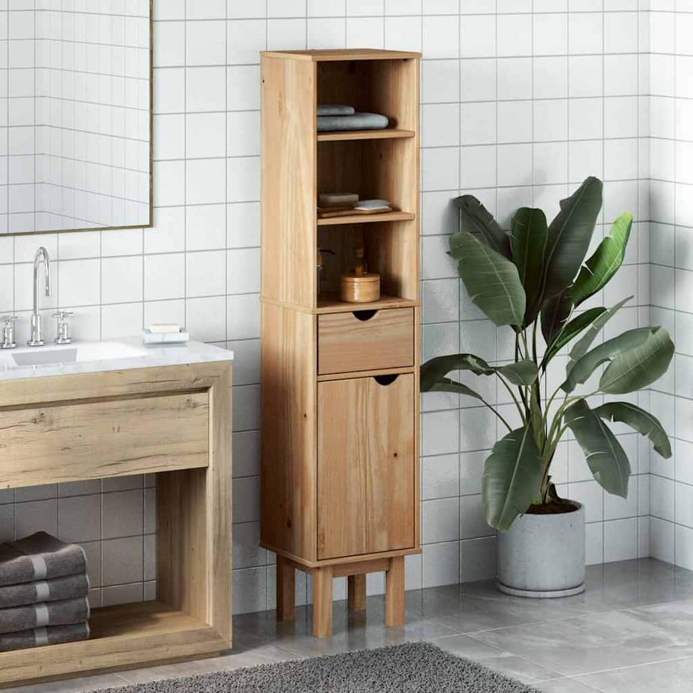 vidaXL Bathroom Cabinet "OTTA" 35x30x159 cm Solid Wood Pine 3
