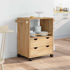 vidaXL Kitchen Trolley "OTTA" 59x45x80 cm Solid Wood Pine 3