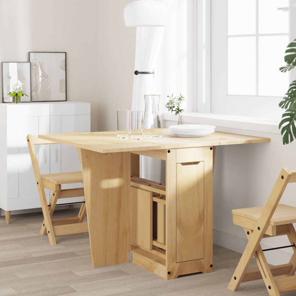 vidaXL Butterfly Dining Table Foldable Corona Wax Brown Solid Wood Pine 3