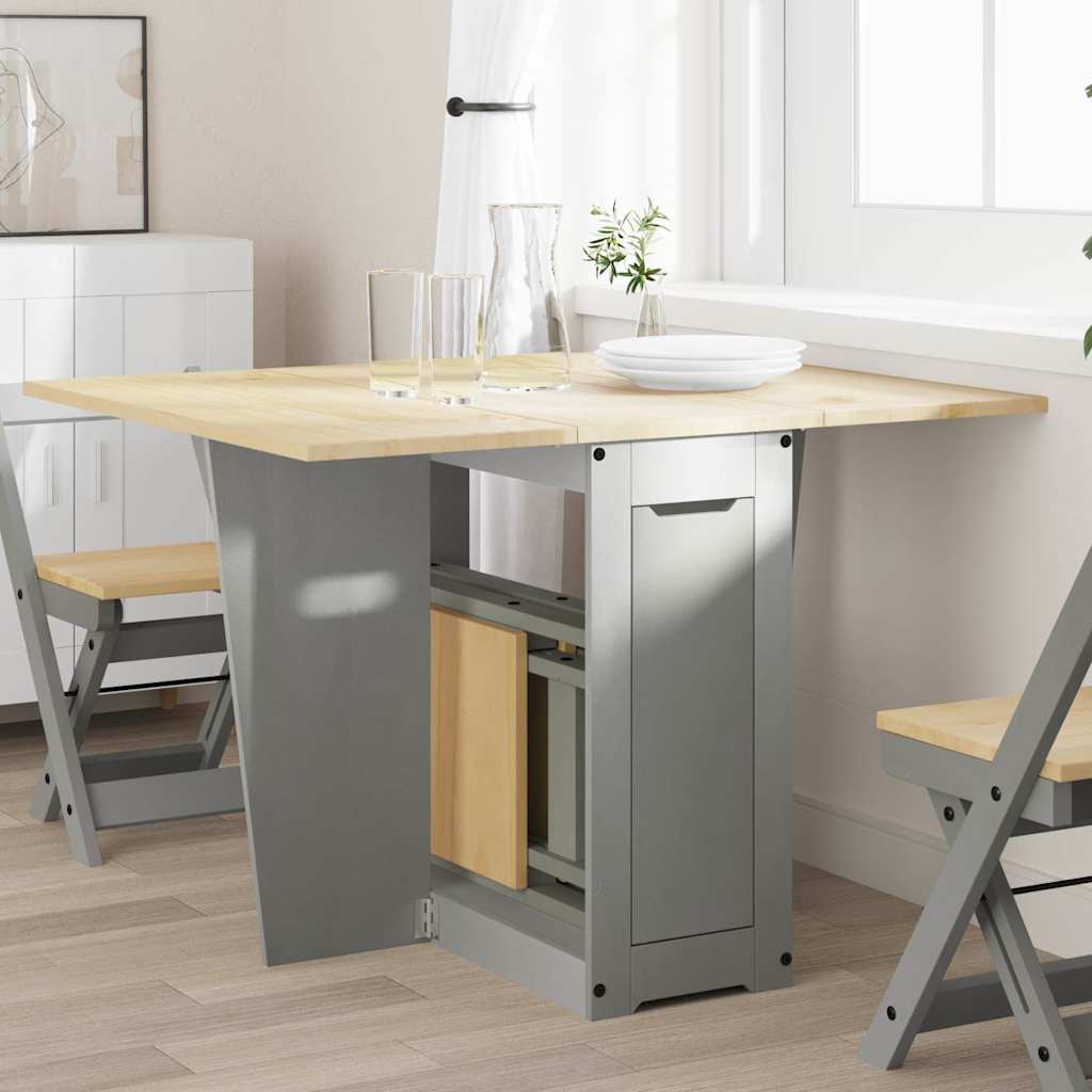 vidaXL Butterfly Dining Table Foldable Corona Grey Solid Wood Pine 1