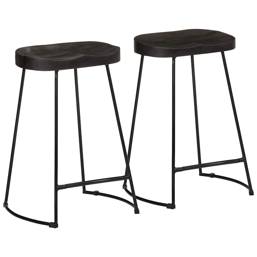 Gavin Bar Stools 2 pcs Solid Mango Wood Width 45 cm Black 62 cm
