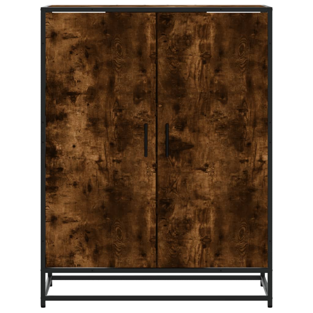 vidaXL Shoe Cabinet Smoked Oak 75x38x97.5 cm Engineered Wood and Metal 4