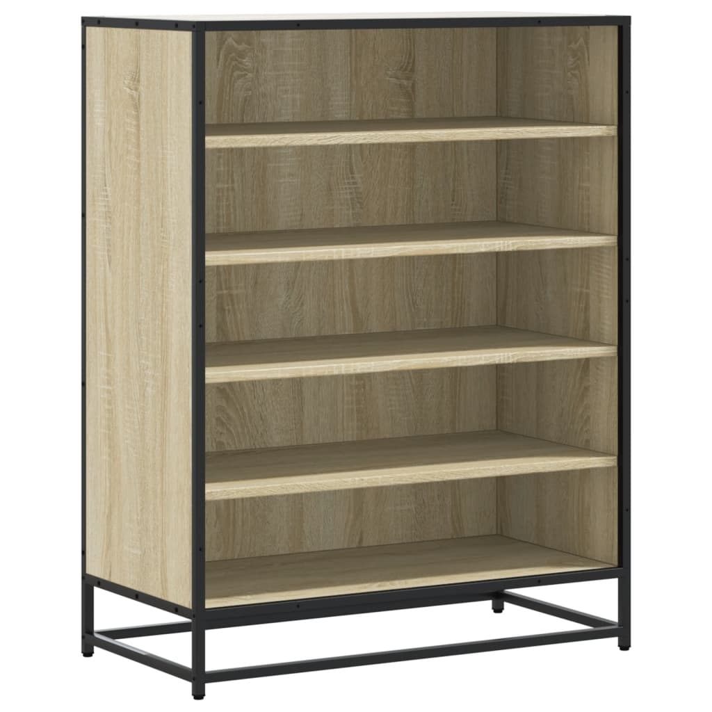 vidaXL Shoe Cabinet Sonoma Oak 75x38x97.5 cm Engineered Wood and Metal 2
