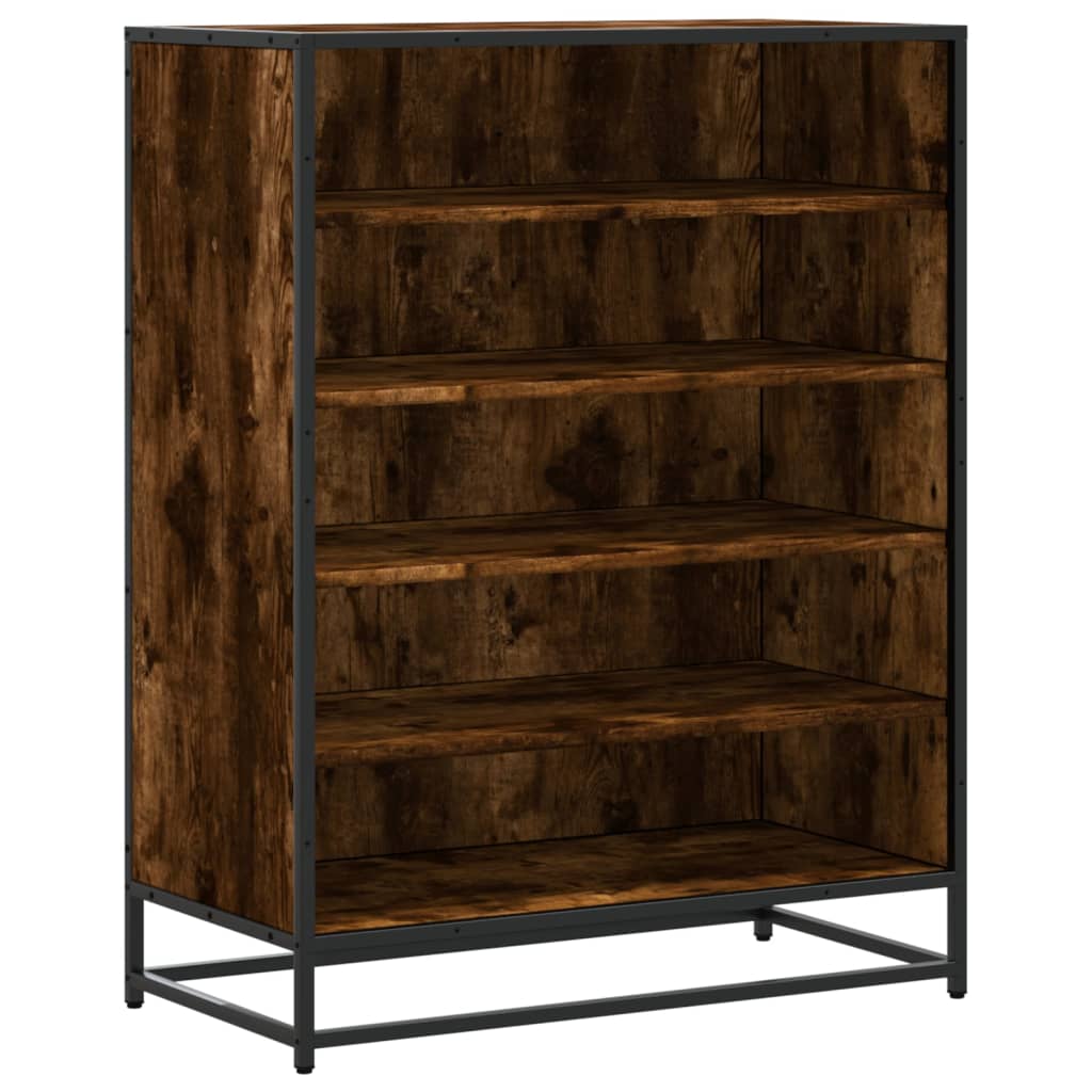 vidaXL Shoe Cabinet Smoked Oak 75x38x97.5 cm Engineered Wood and Metal 2