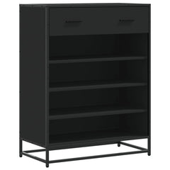 vidaXL Shoe Cabinet Black 75x38x97.5 cm Engineered Wood and Metal 2