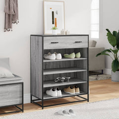 vidaXL Shoe Cabinet Grey Sonoma 75x38x97.5 cm Engineered Wood and Metal 3