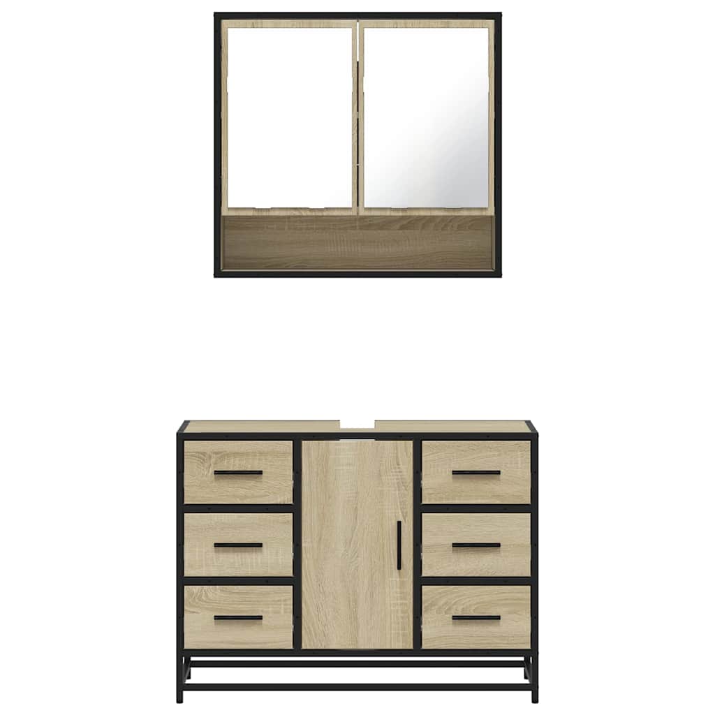 Bathroom Furniture Set 2 pcs Engineered Wood Sonoma oak