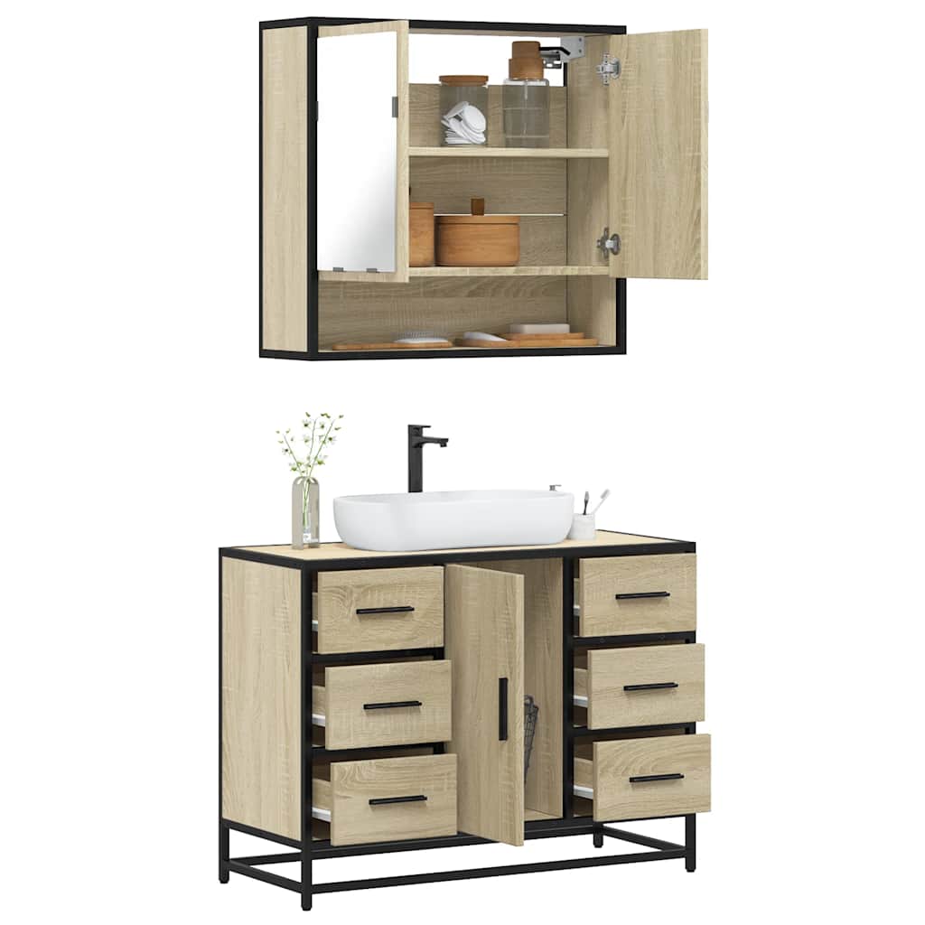 Bathroom Furniture Set 2 pcs Engineered Wood Sonoma oak