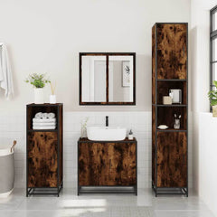 3 Piece Bathroom Furniture Set Engineered Wood Smoked oak