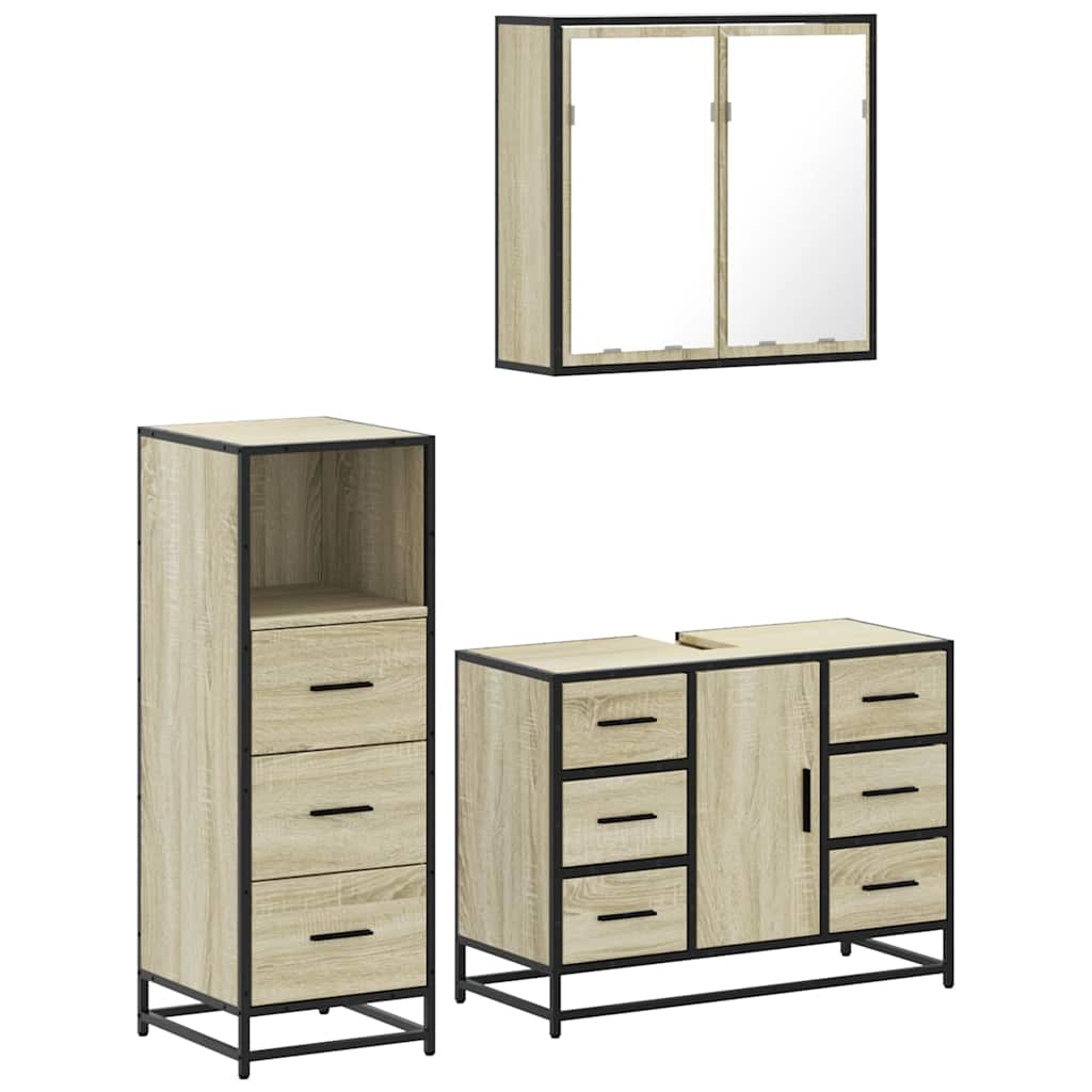 Bathroom Furniture Set 3 pcs Engineered Wood Sonoma oak
