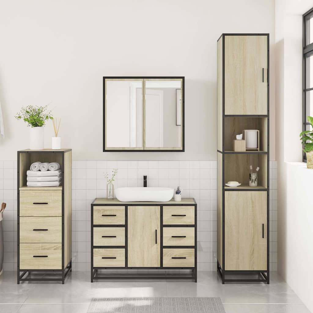 Bathroom Furniture Set 3 pcs Engineered Wood Sonoma oak