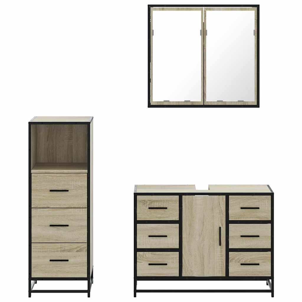 Bathroom Furniture Set 3 pcs Engineered Wood Sonoma oak