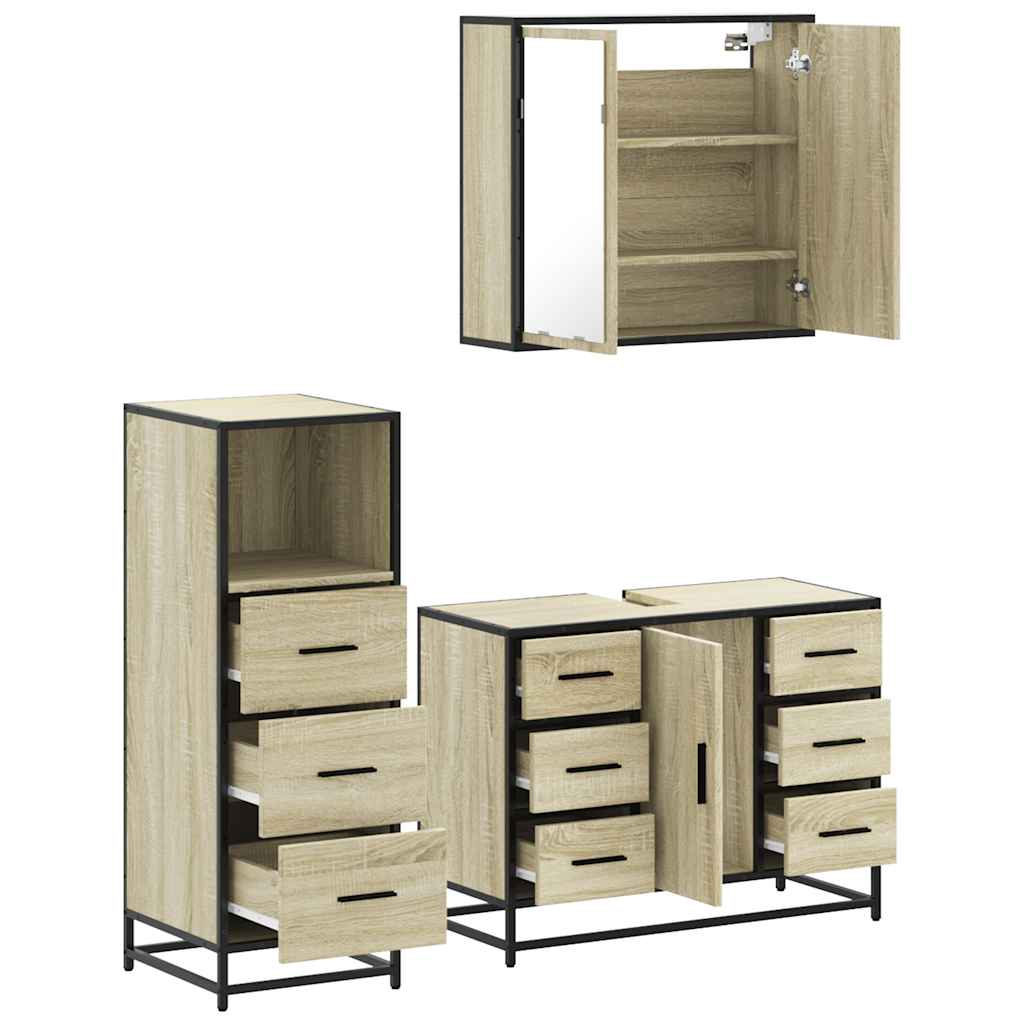 Bathroom Furniture Set 3 pcs Engineered Wood Sonoma oak