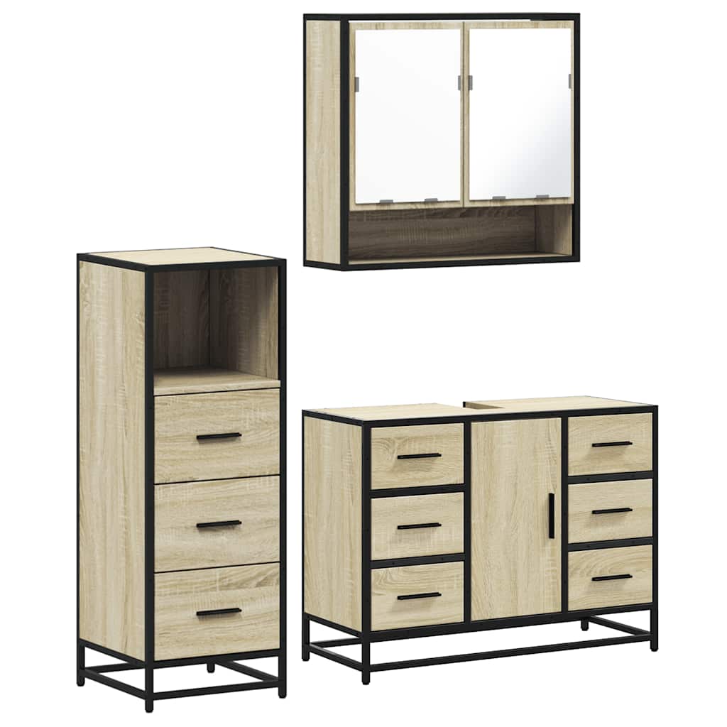 Bathroom Furniture Set 3 pcs Engineered Wood Sonoma oak
