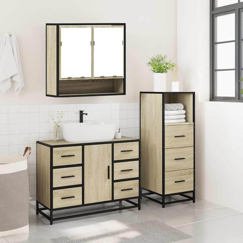 Bathroom Furniture Set 3 pcs Engineered Wood Sonoma oak
