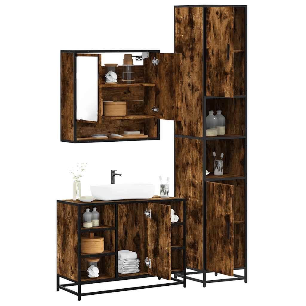 Bathroom Furniture Set 3 pcs 35 x 37.5 x 188.5 cm Smoked oak
