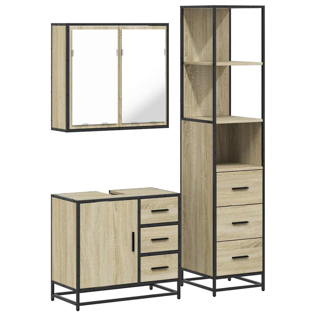 Bathroom Furniture Set 3 pcs Engineered Wood Sonoma oak