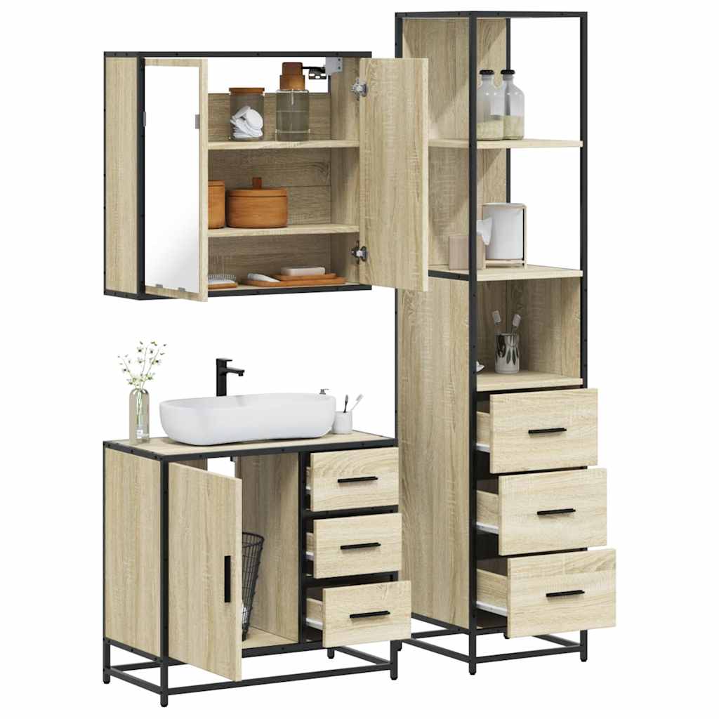 Bathroom Furniture Set 3 pcs Engineered Wood Sonoma oak