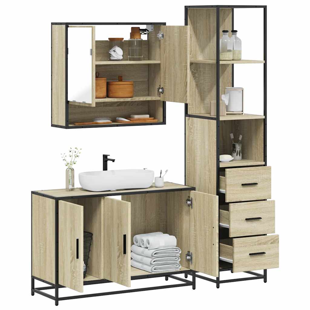 Bathroom Furniture Set 3 pcs Engineered Wood Sonoma oak