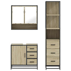Bathroom Furniture Set 3 pcs Engineered Wood Sonoma oak