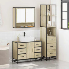Bathroom Furniture Set 3 pcs Engineered Wood Sonoma oak