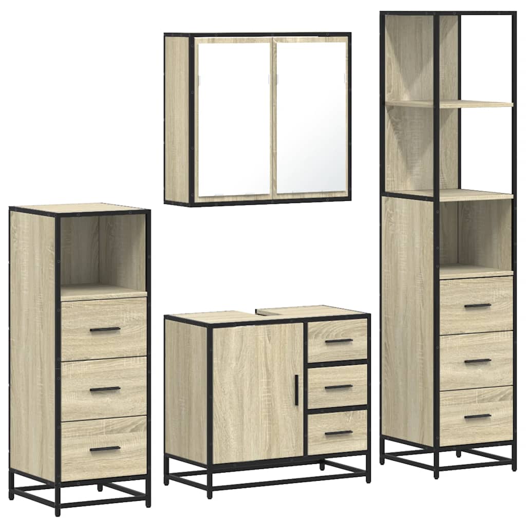 Bathroom Furniture Set 4 pcs Engineered Wood Sonoma oak
