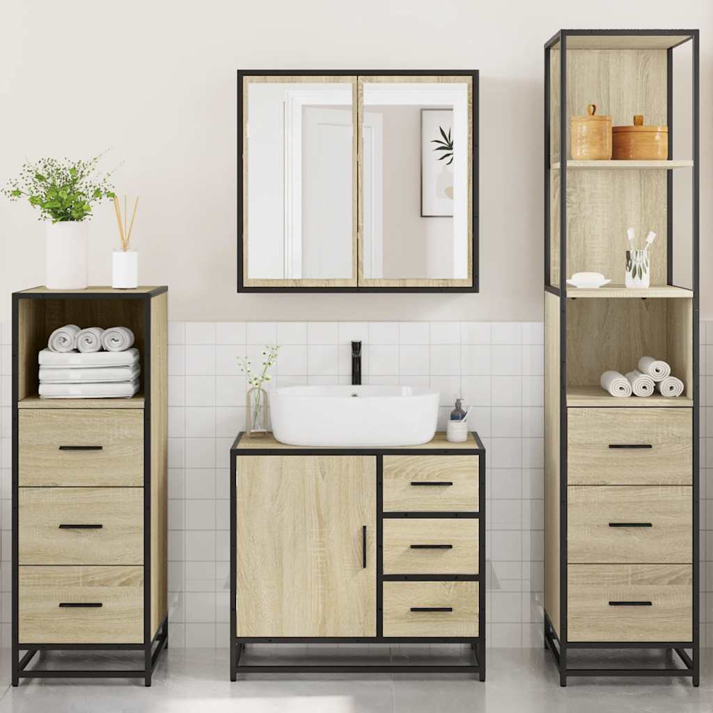 Bathroom Furniture Set 4 pcs Engineered Wood Sonoma oak