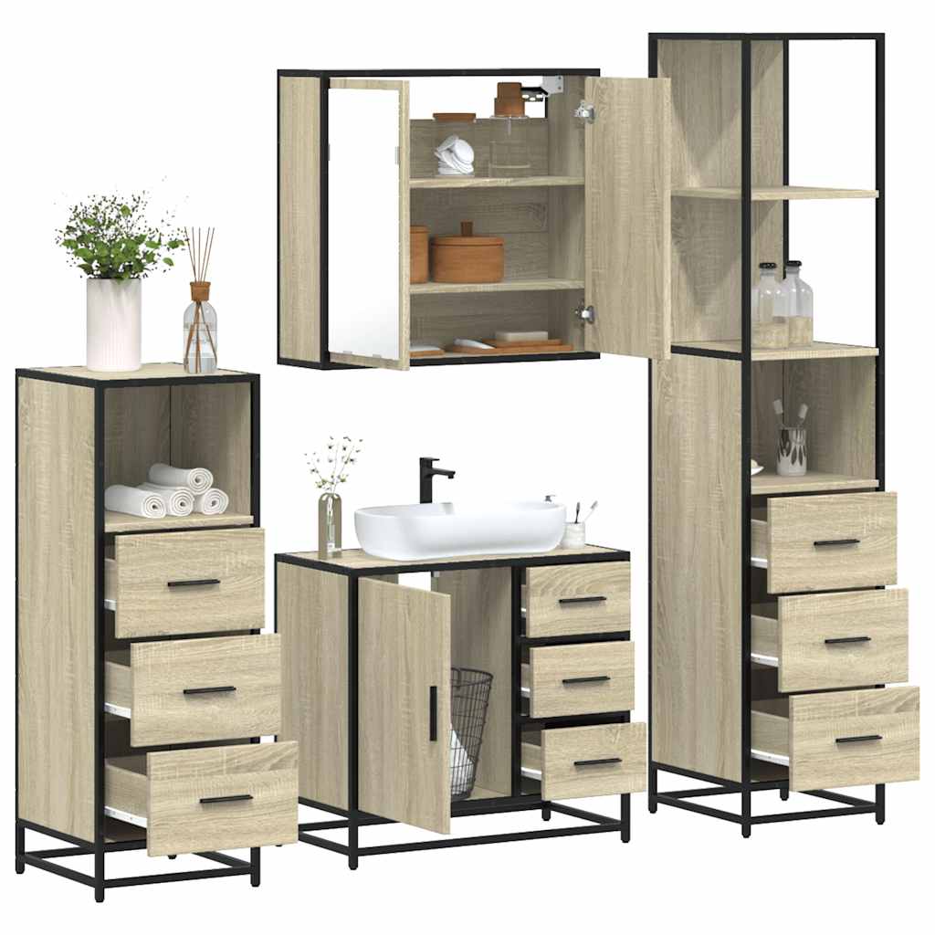 Bathroom Furniture Set 4 pcs Engineered Wood Sonoma oak