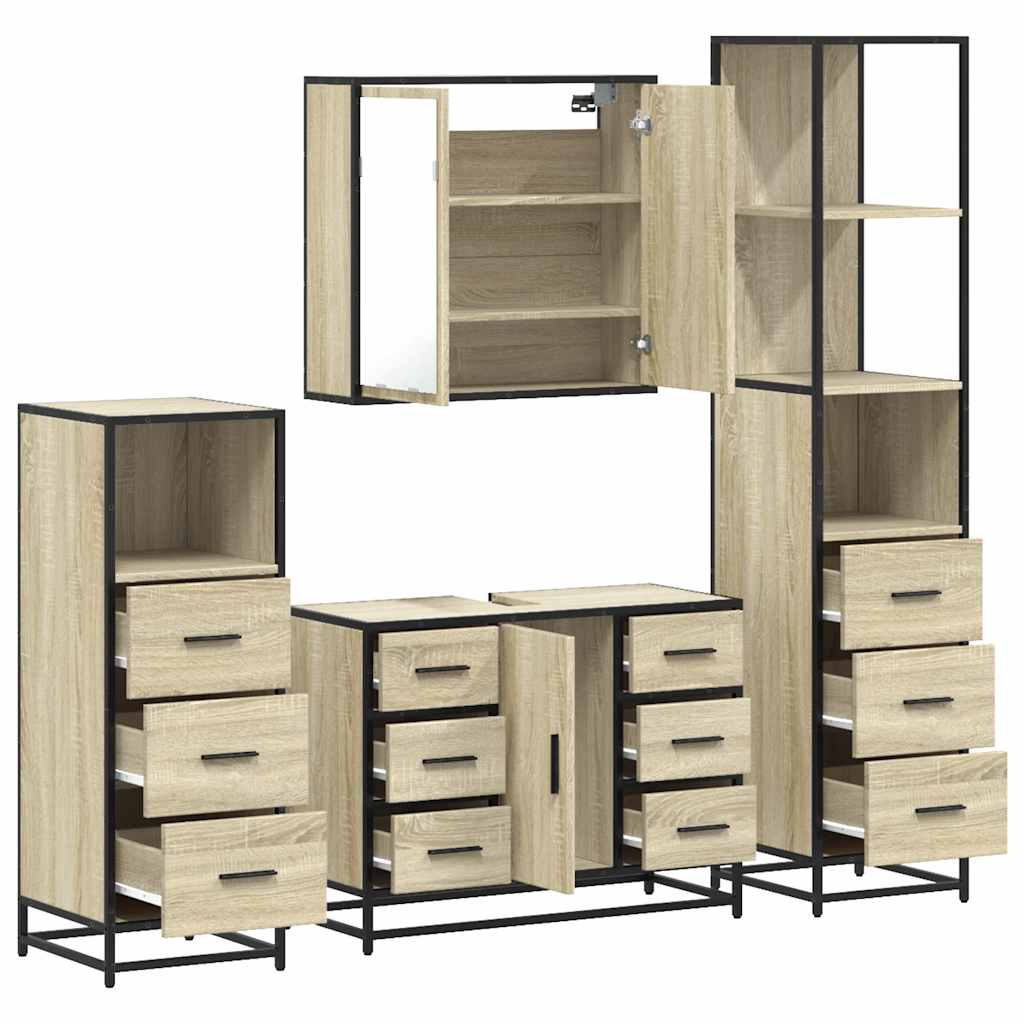Bathroom Furniture Set 4 pcs Engineered Wood Sonoma oak