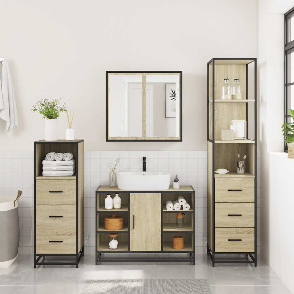 Bathroom Furniture Set 4 pcs Engineered Wood Sonoma oak