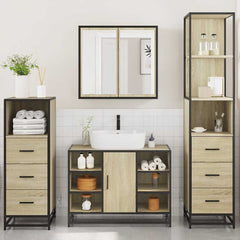 Bathroom Furniture Set 4 pcs Engineered Wood Sonoma oak
