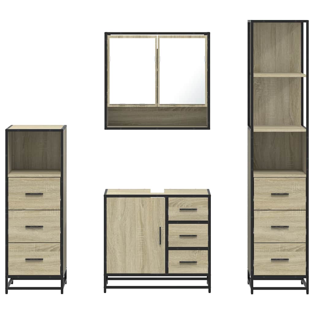 Bathroom Furniture Set 4 pcs Engineered Wood Sonoma oak