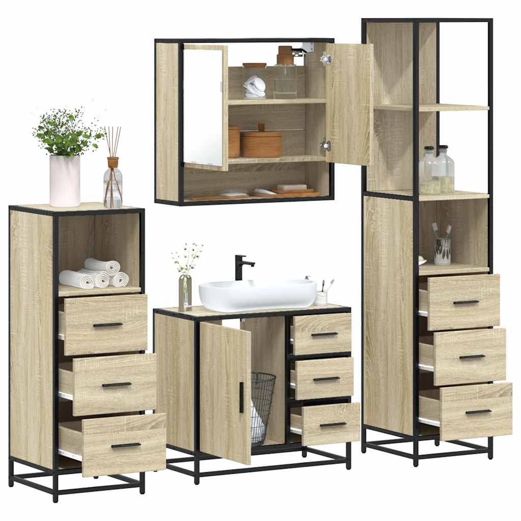 Bathroom Furniture Set 4 pcs Engineered Wood Sonoma oak