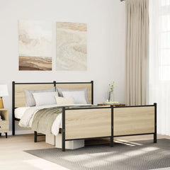 Metal Bed Frame without Mattress Sonoma Oak Length 200 cm with Headboard & Footboard 140 cm