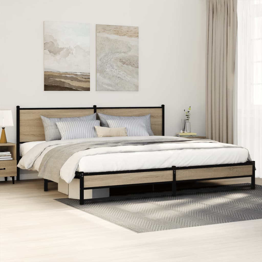 vidaXL Metal Bed Frame without Mattress Sonoma Oak Length 203 cm