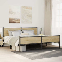 vidaXL Metal Bed Frame without Mattress Sonoma Oak Length 203 cm
