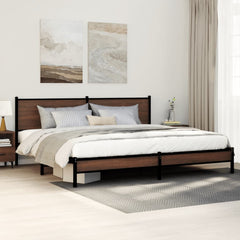 vidaXL Metal Bed Frame without Mattress Brown Oak Length 200 cm with Headboard & Low Footboard