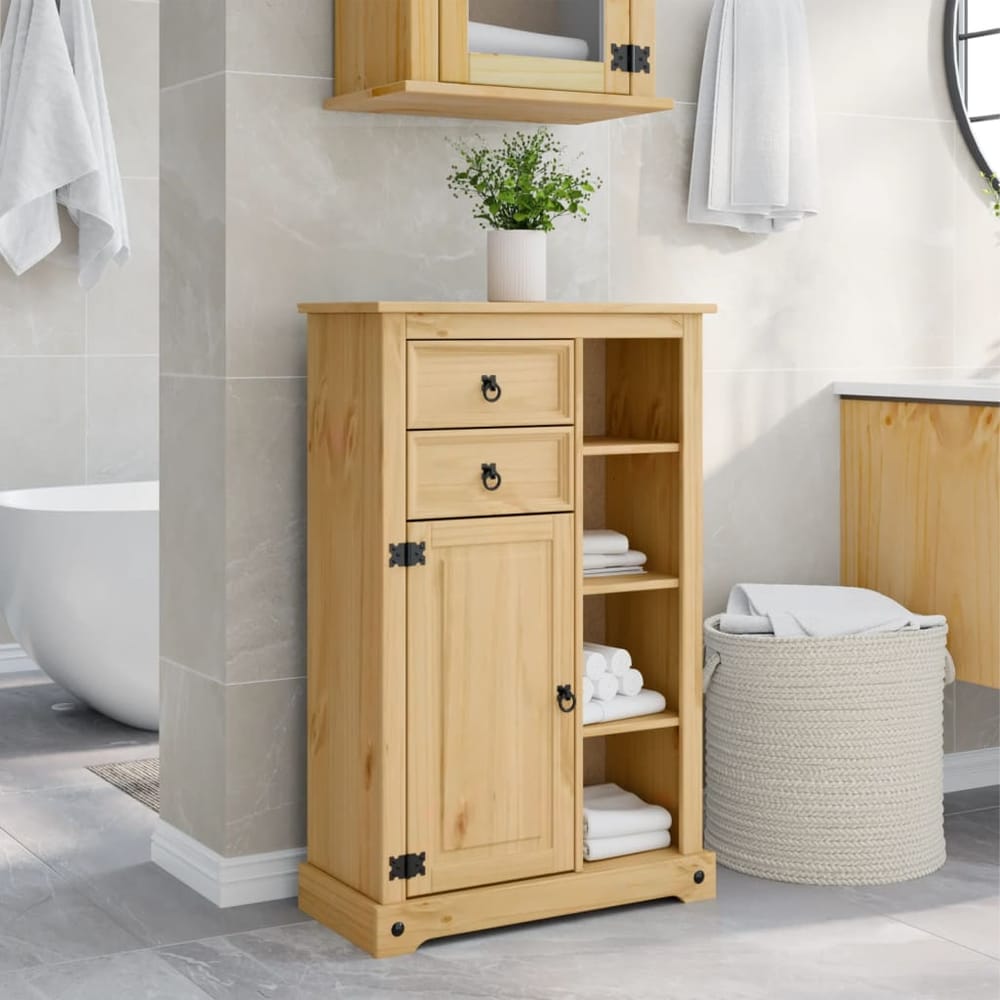 vidaXL Bathroom Cabinet "Corona" 70x33x110 cm Solid Wood Pine 1
