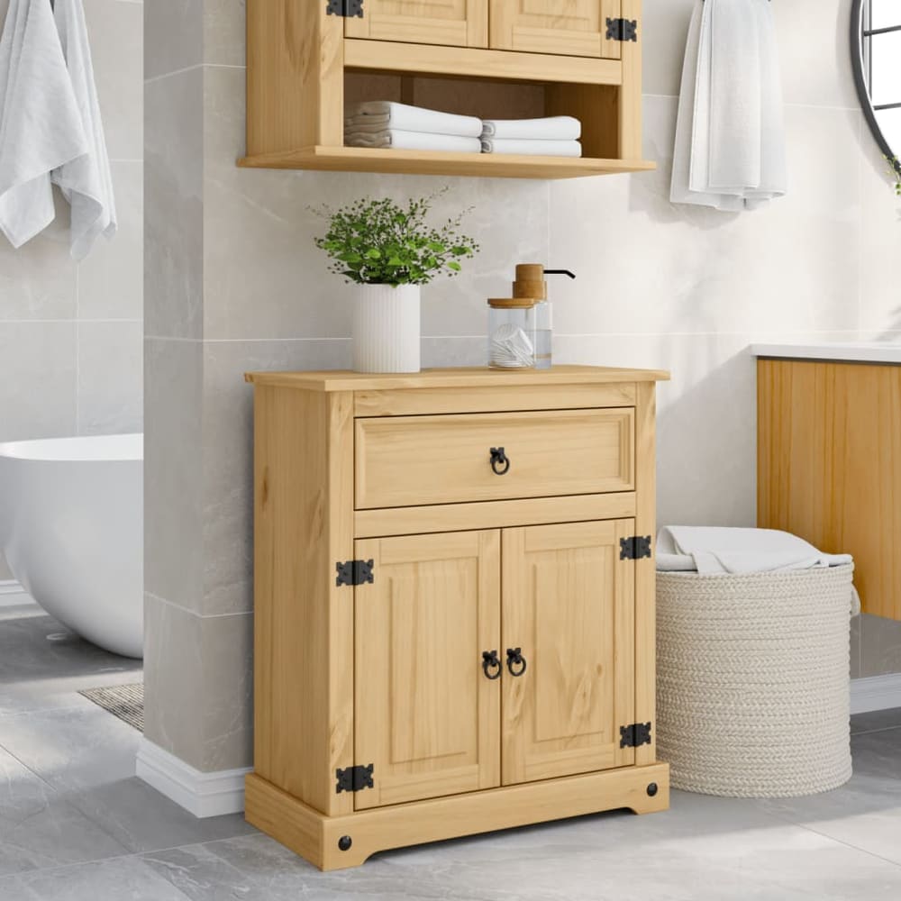 vidaXL Bathroom Cabinet "Corona" 70x33x80 cm Solid Wood Pine 1