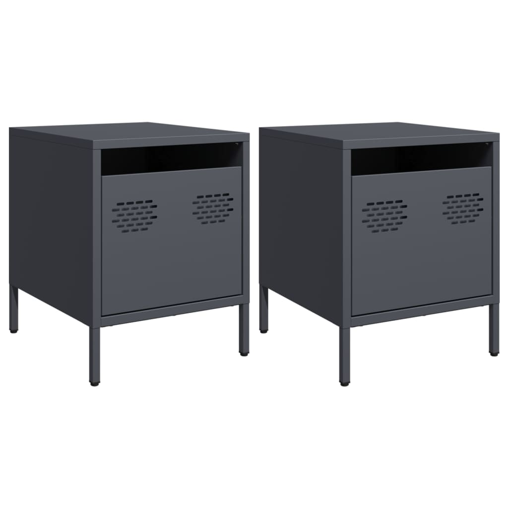 vidaXL Bedside Cabinets 2 pcs Anthracite 35x39x43.5 cm Steel 2