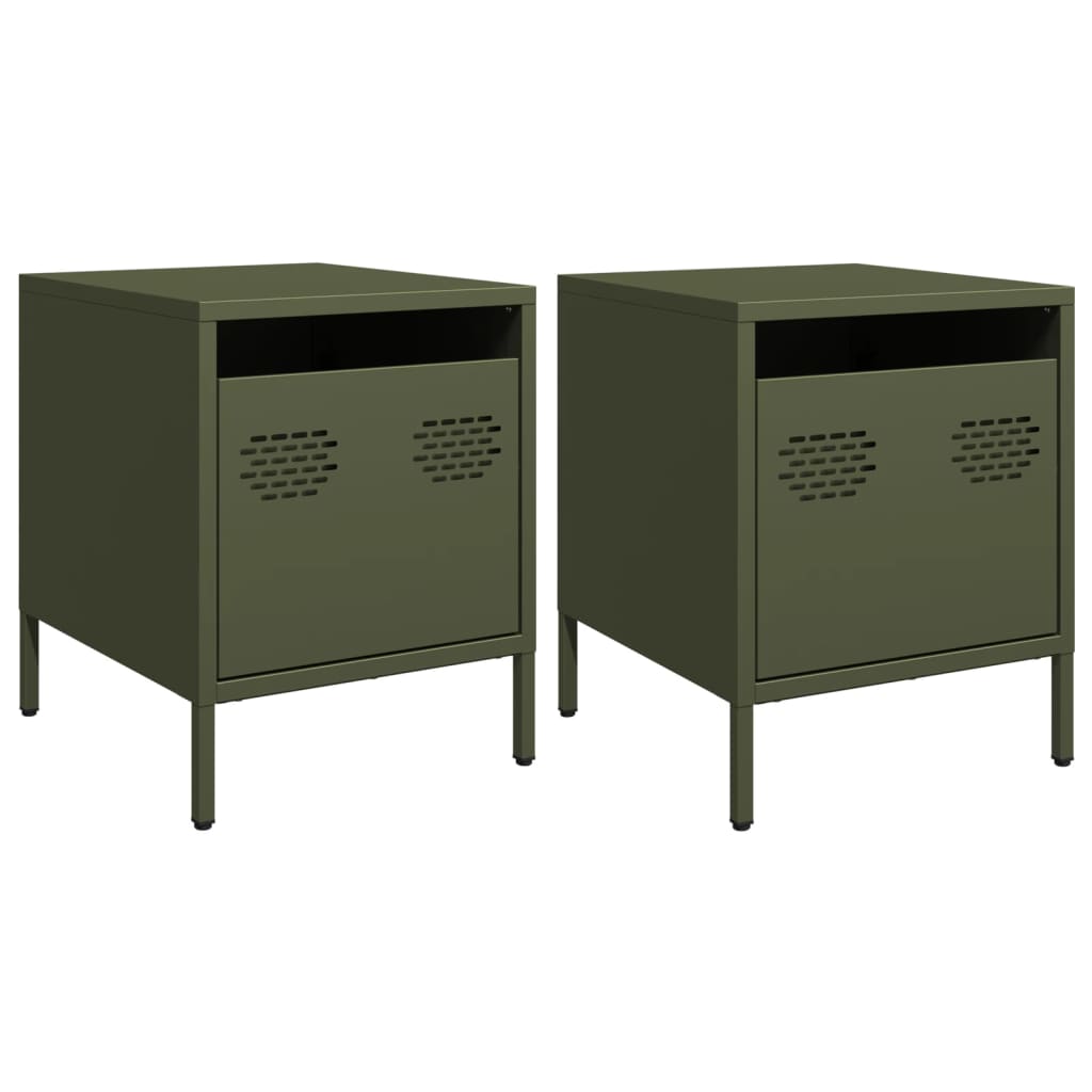 vidaXL Bedside Cabinets 2 pcs Olive Green 35x39x43.5 cm Steel 2