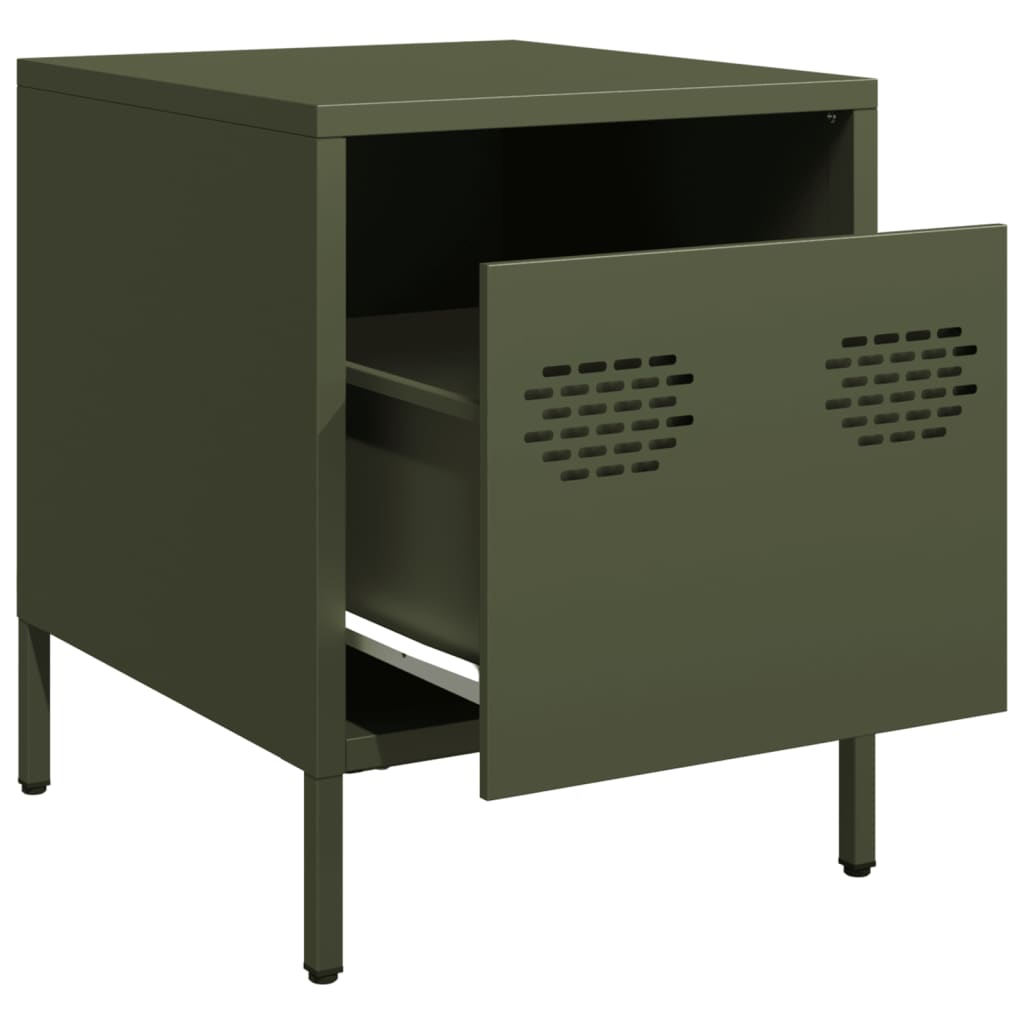 vidaXL Bedside Cabinets 2 pcs Olive Green 35x39x43.5 cm Steel 4
