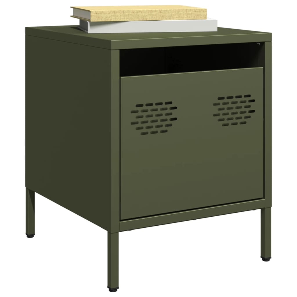 vidaXL Bedside Cabinets 2 pcs Olive Green 35x39x43.5 cm Steel 1