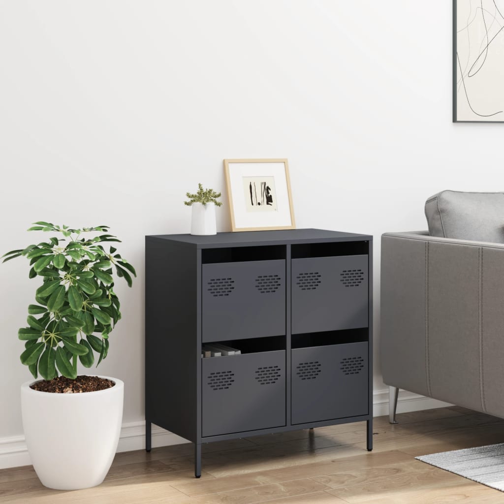 vidaXL Sideboard Anthracite 68x39x73.5 cm Cold-rolled Steel 3