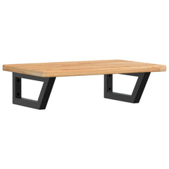 Basin Shelf Wall Mounted Steel and Solid Wood Oak Trapezium Height 2.5 cm Width 60 cm Light brown and black